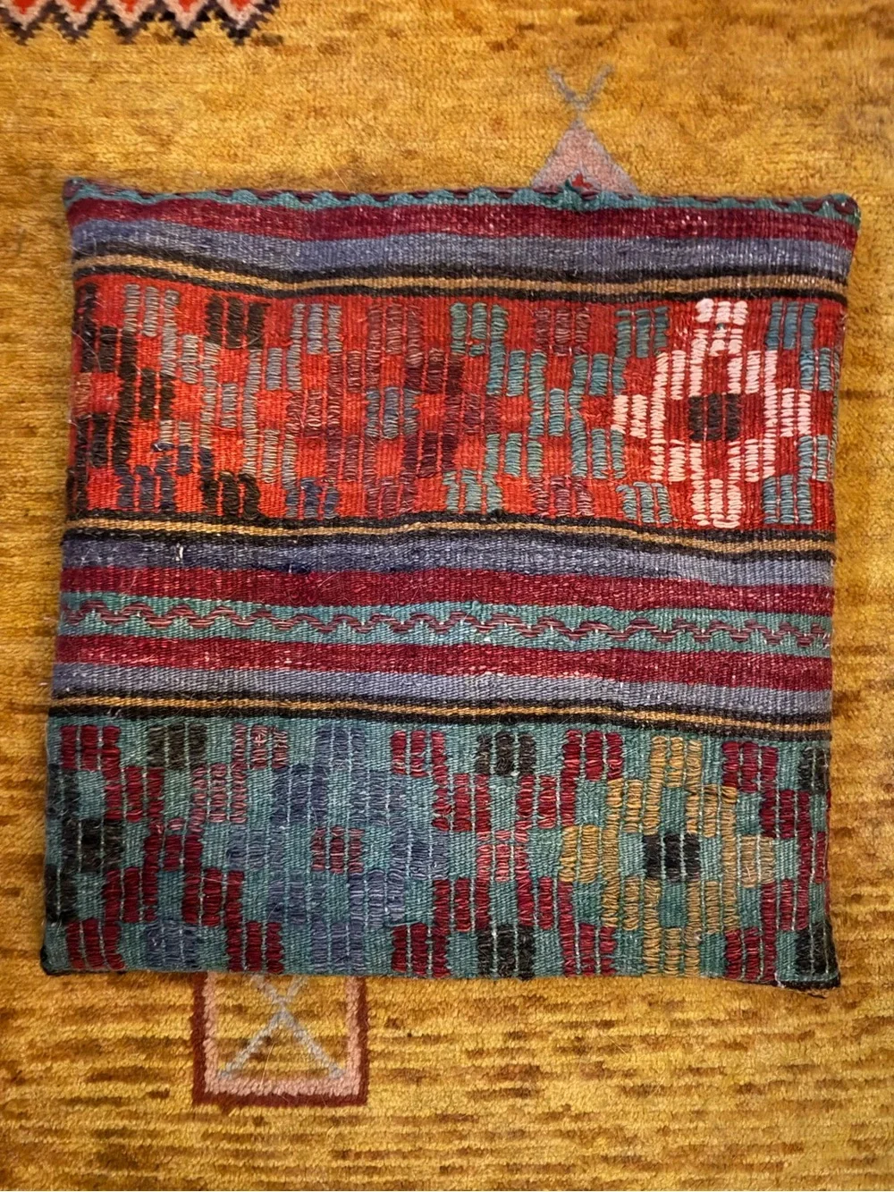 Kilim and leather pillow cover, 20x20, like new